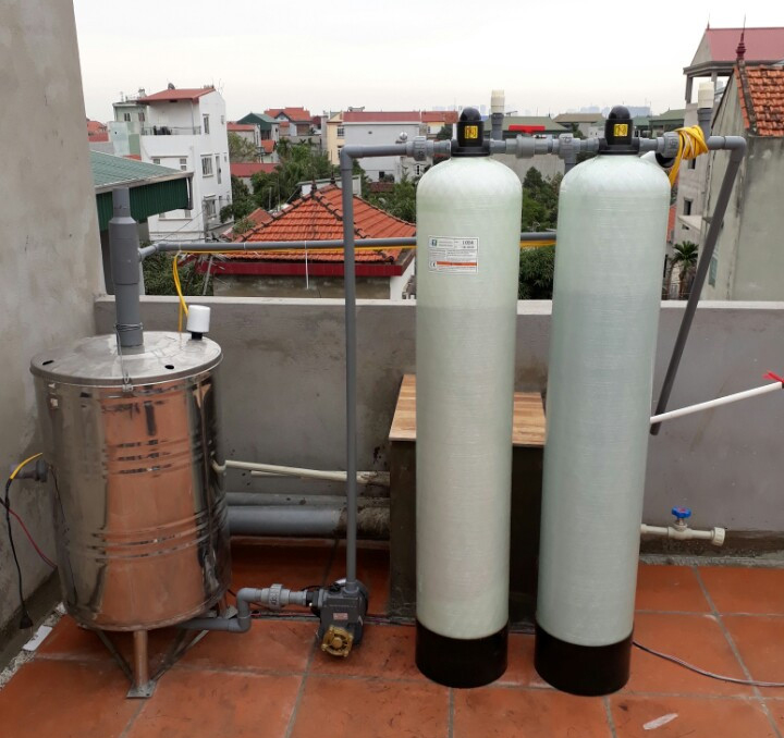 Hệ thống lọc nước giếng khoan DN02 công suất 1m3/h được lắp đặt tại Hà Đông - Hà nội